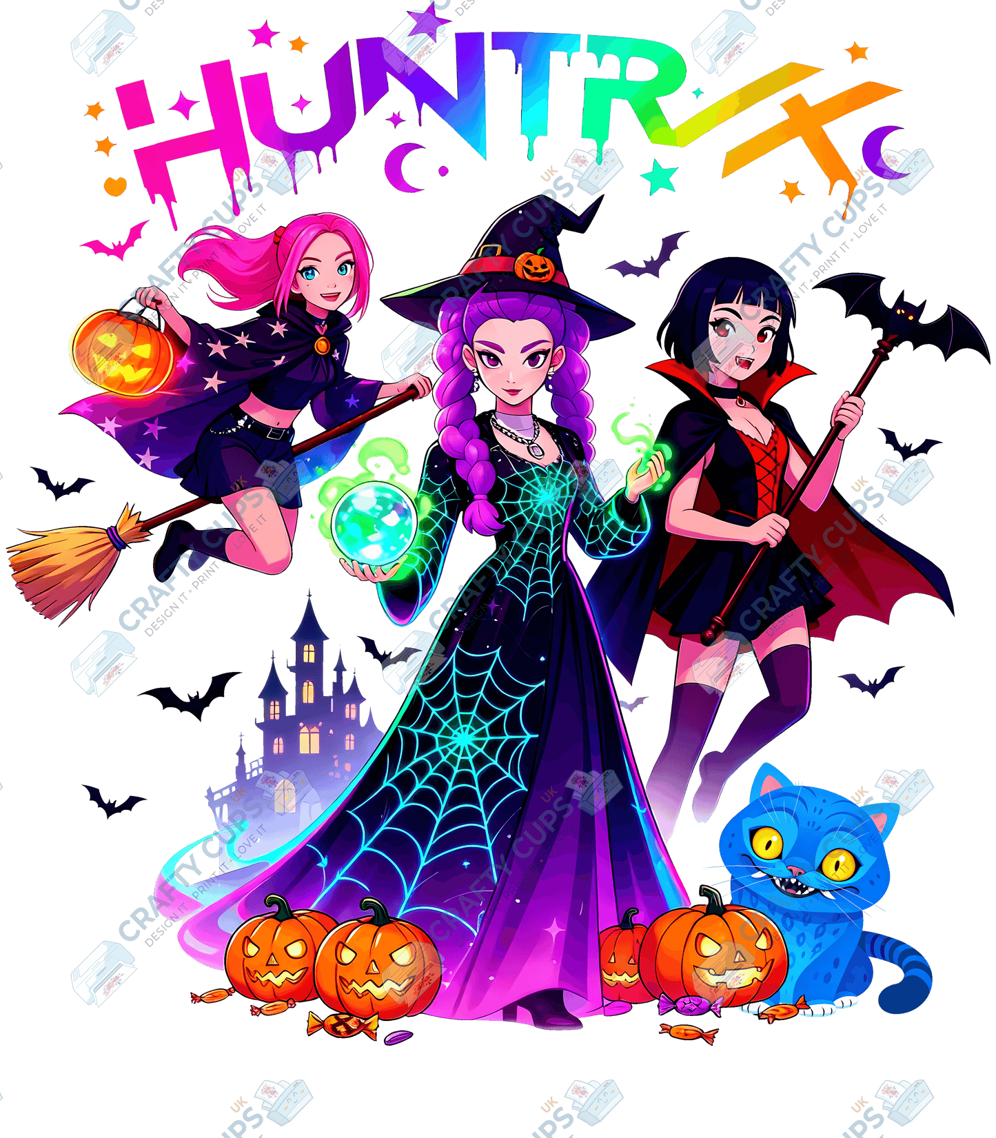 Halloween Demon Hunters DTF Transfer – Spooky Anime Style Design (Part Four of Four), Various Sizes & Heat Press Ready
