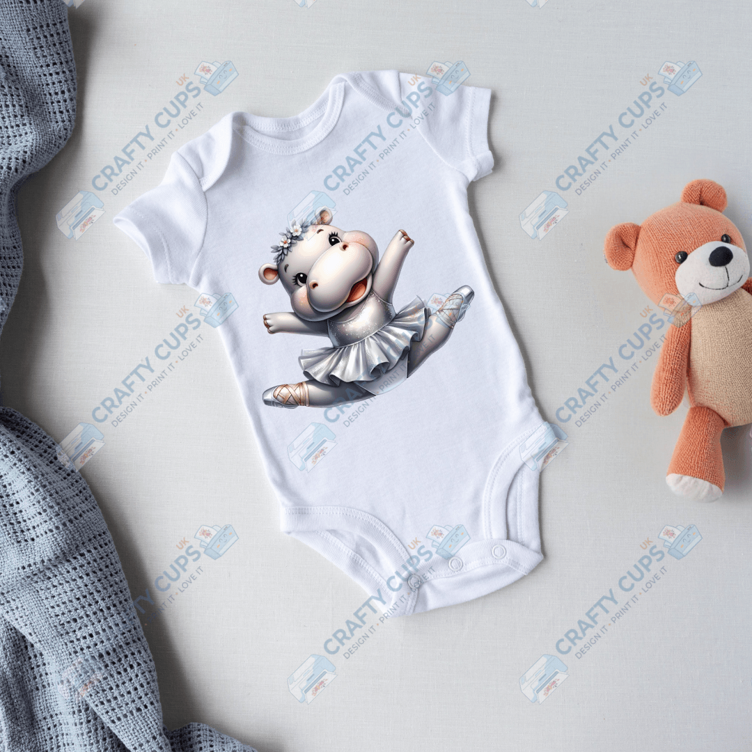 Ballerina Hippos DTF Transfers – Cute Dance Designs for Kids (4"–10")