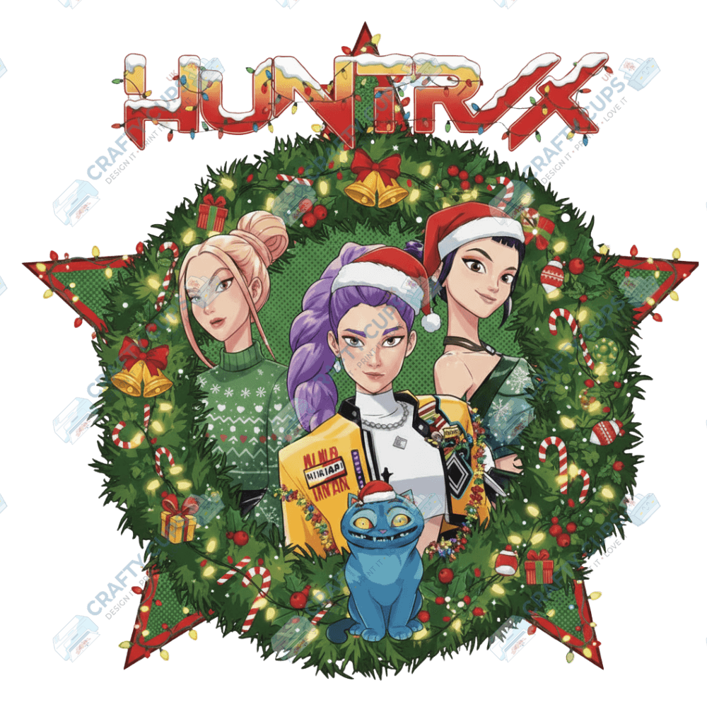 Christmas Demon Hunters DTF Transfer – Festive Anime Style (Part Two of Four), Various Sizes & Designs, Heat Press Ready