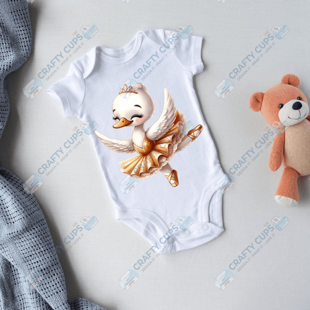 Ballerina Swan DTF Transfers – Elegant Dance Designs for Kids (4"–10")