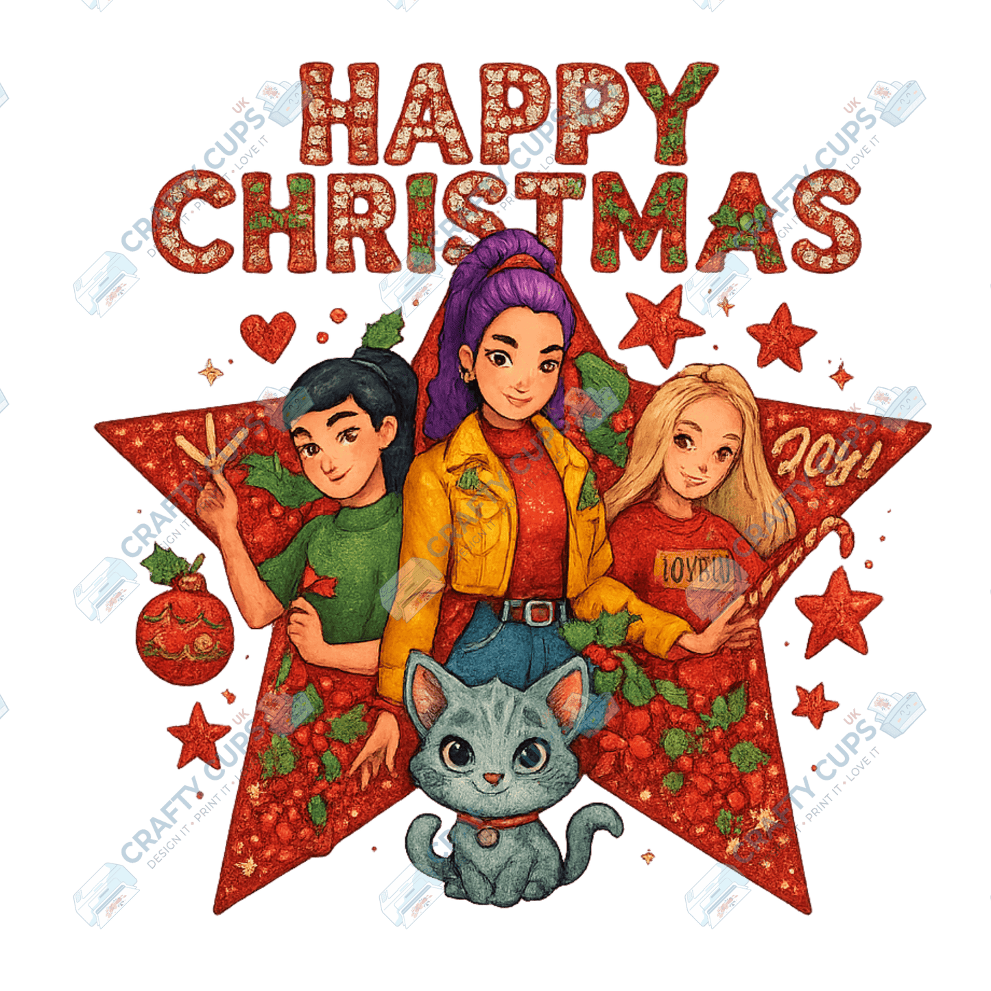 Christmas Demon Hunters DTF Transfer – Festive Anime Style (Part Three of Four), Various Sizes & Designs, Heat Press Ready