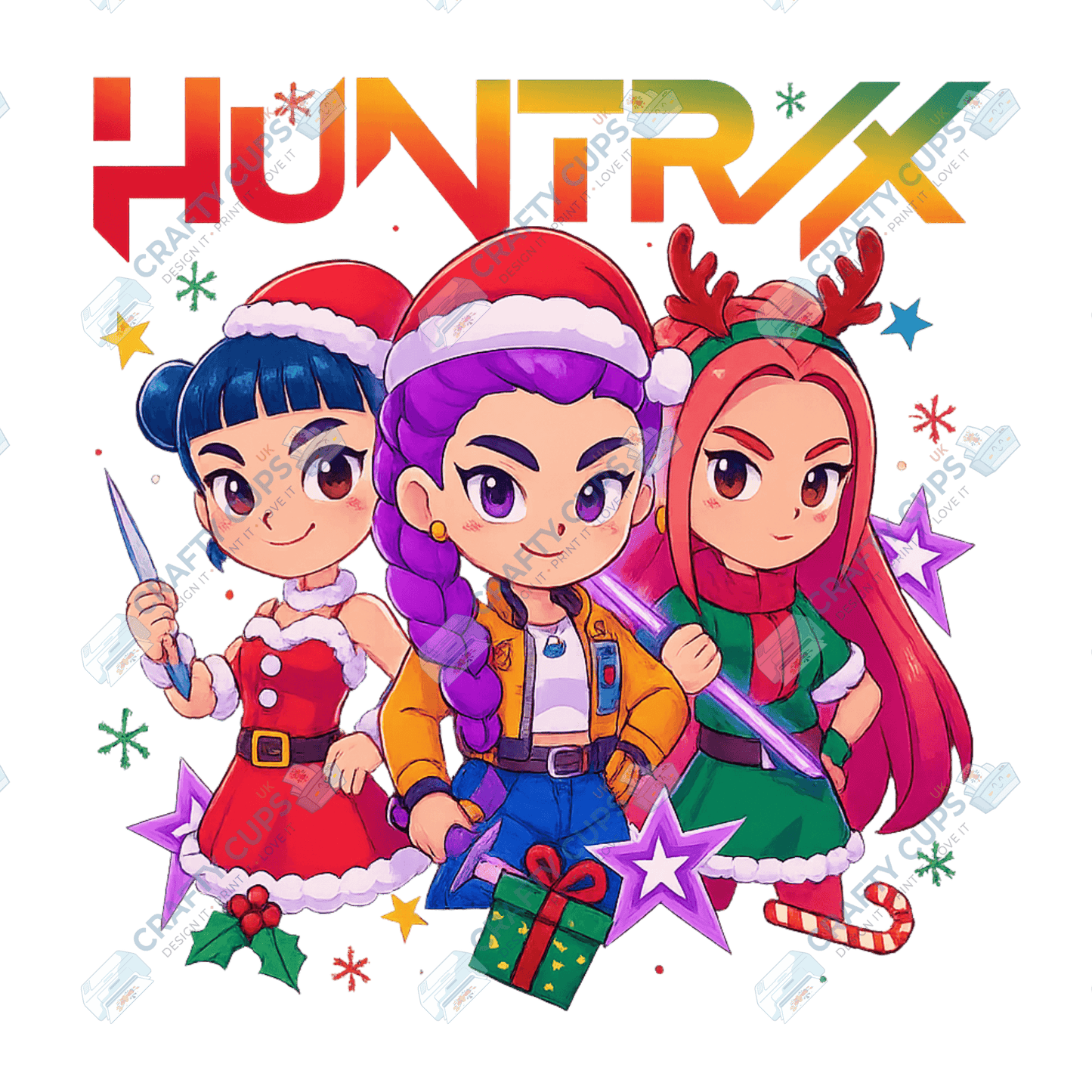 Christmas Demon Hunters DTF Transfer – Festive Anime Style (Part Three of Four), Various Sizes & Designs, Heat Press Ready
