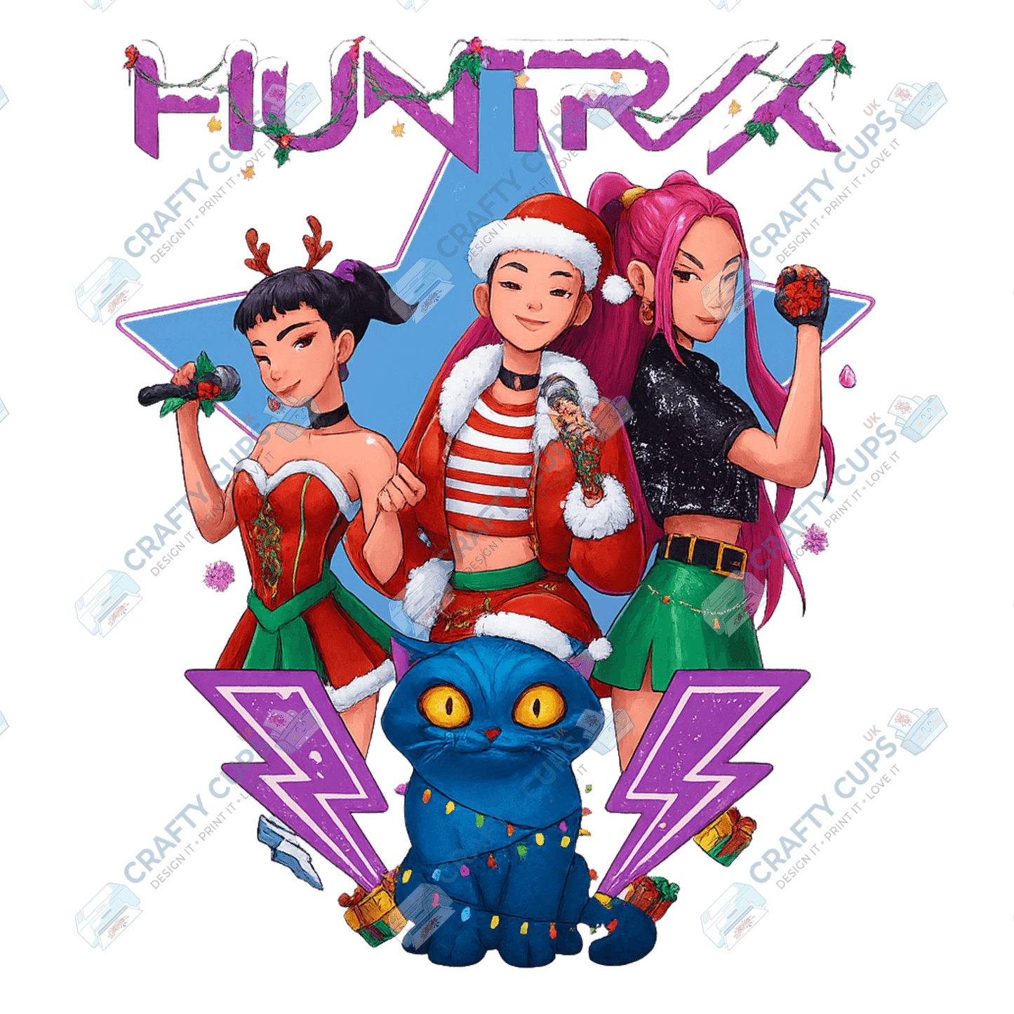 Christmas Demon Hunters DTF Transfer – Festive Anime Style (Part Three of Four), Various Sizes & Designs, Heat Press Ready