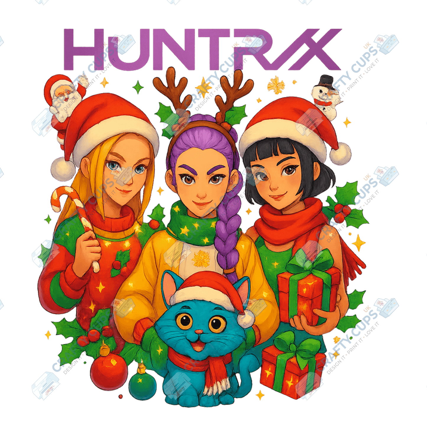 Christmas Demon Hunters DTF Transfer – Festive Anime Style (Part Three of Four), Various Sizes & Designs, Heat Press Ready