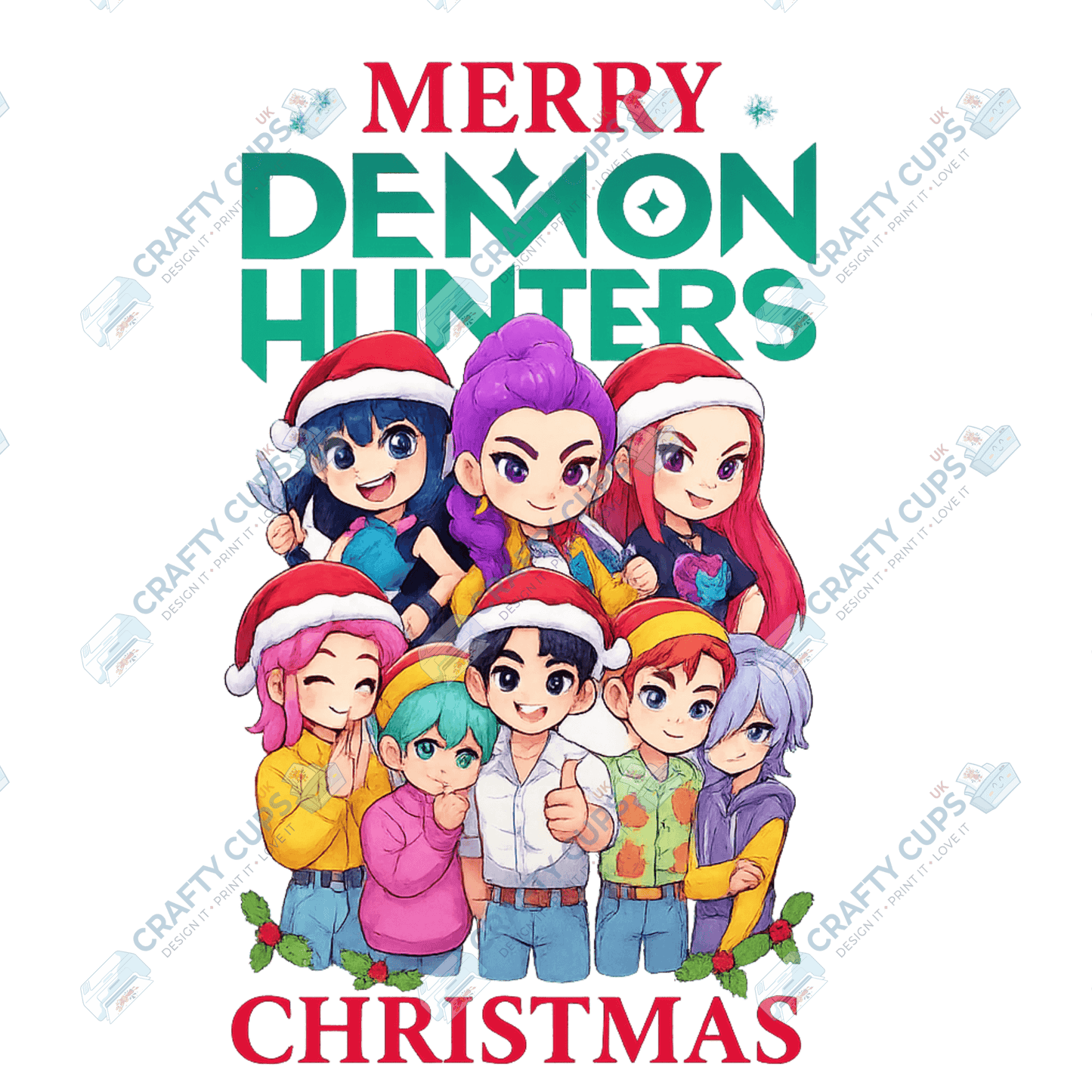 Christmas Demon Hunters DTF Transfer – Festive Anime Style (Part Three of Four), Various Sizes & Designs, Heat Press Ready