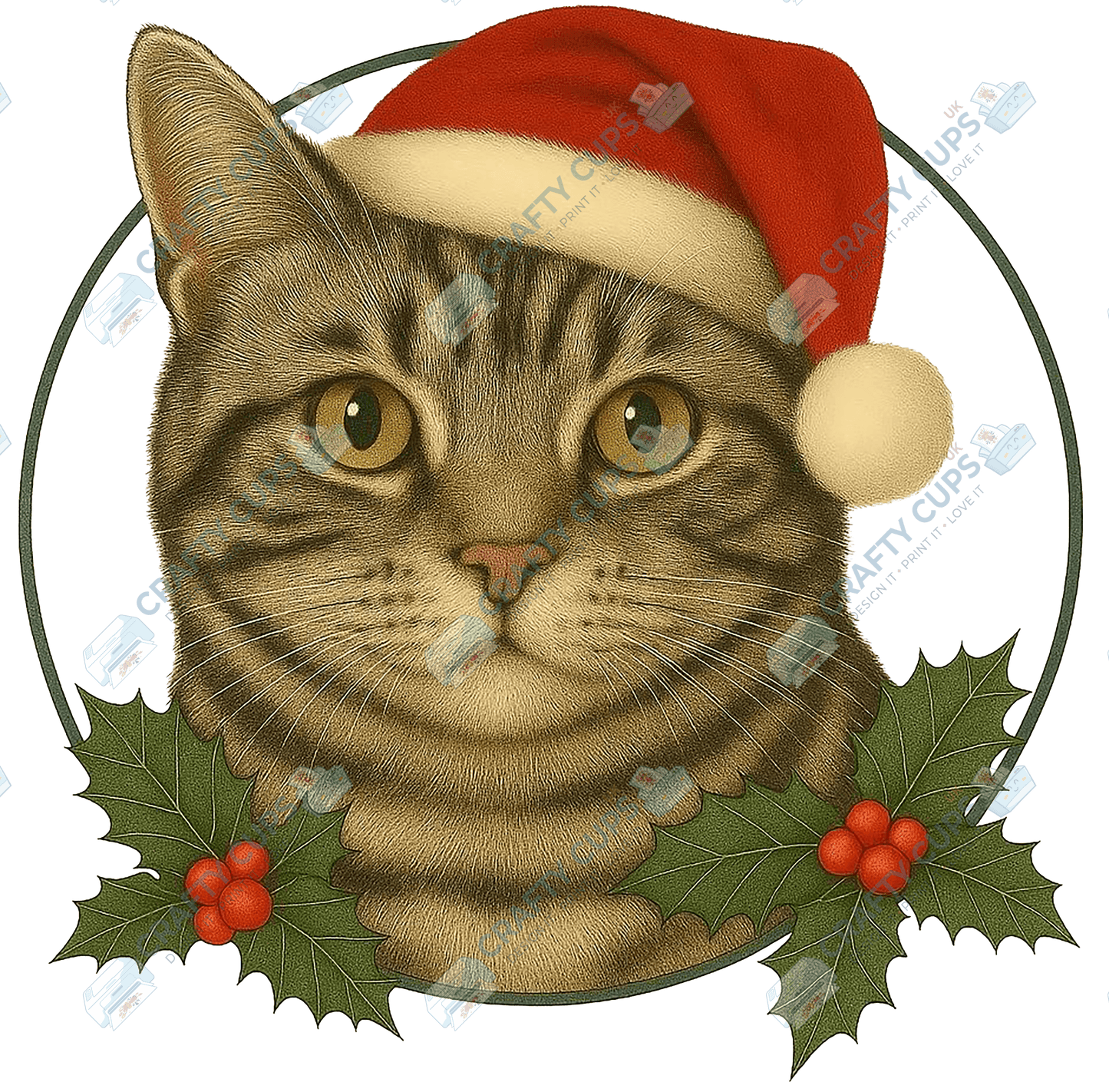 Christmas Cat DTF Transfer – Festive Holiday Design (Part One of Two), Various Sizes