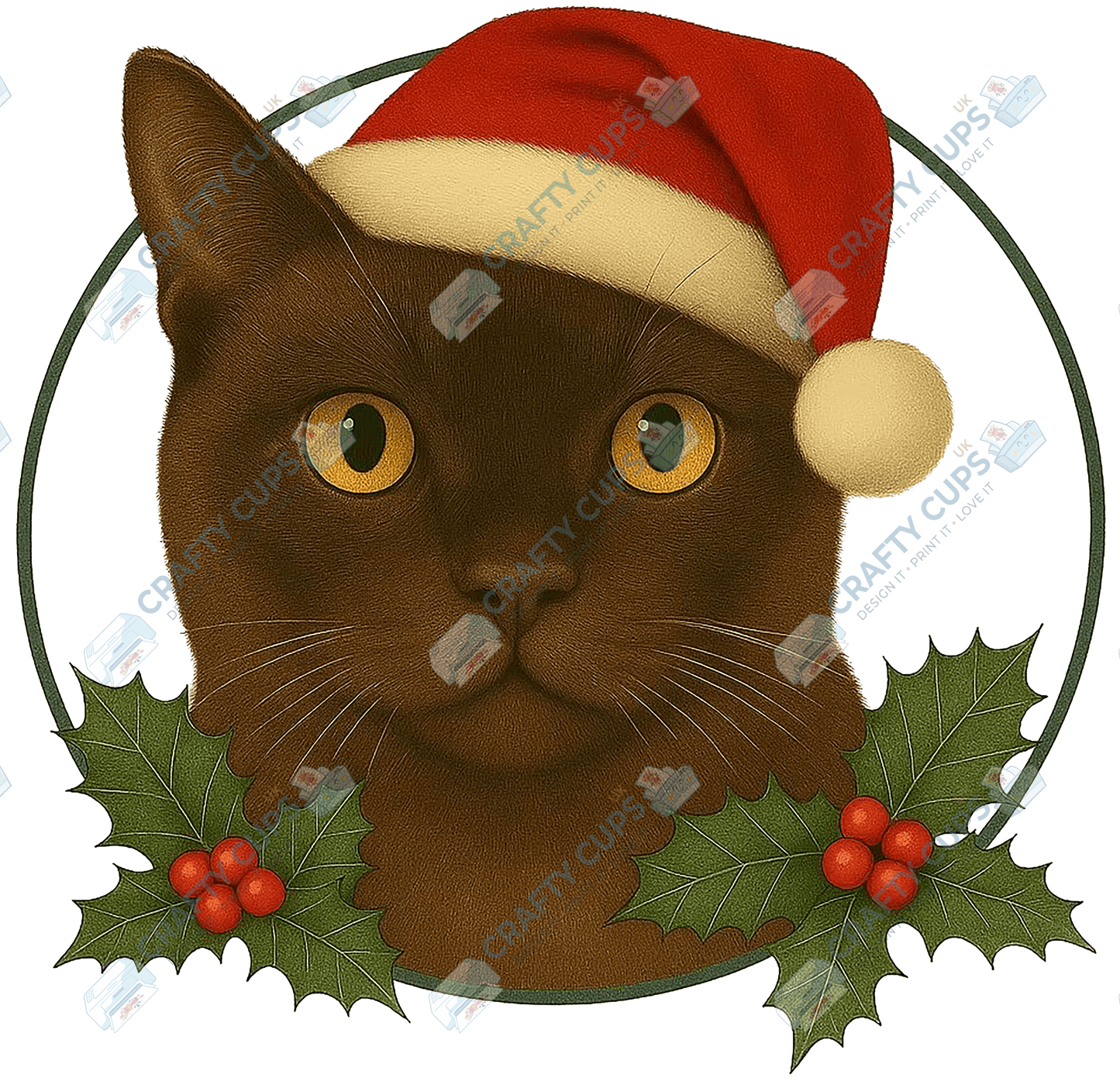 Christmas Cat DTF Transfer – Festive Holiday Design (Part One of Two), Various Sizes