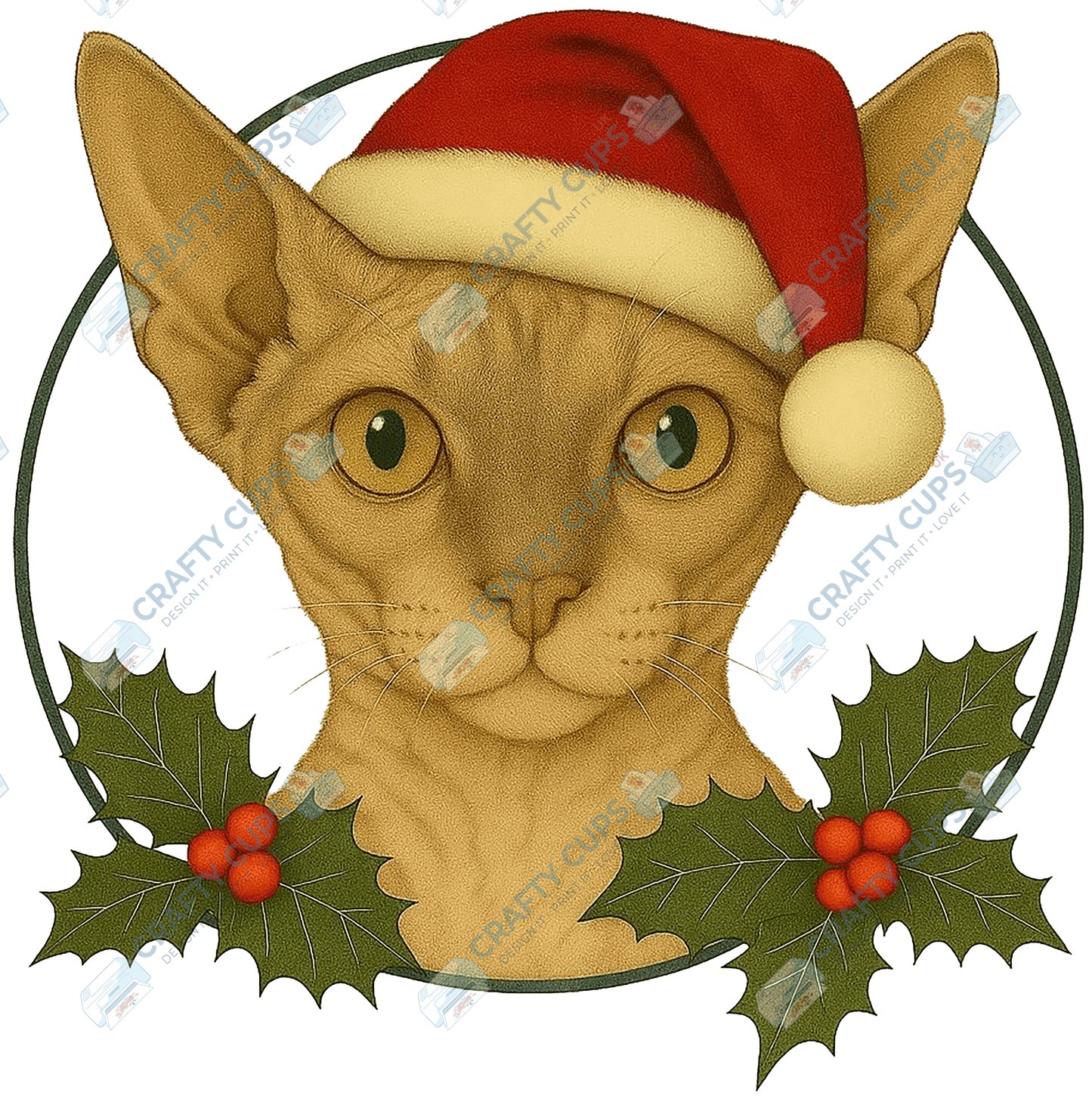 Christmas Cat DTF Transfer – Festive Holiday Design (Part One of Two), Various Sizes