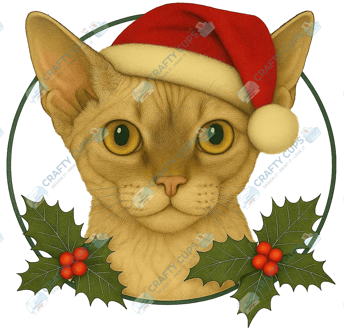 Christmas Cat DTF Transfer – Festive Holiday Design (Part One of Two), Various Sizes