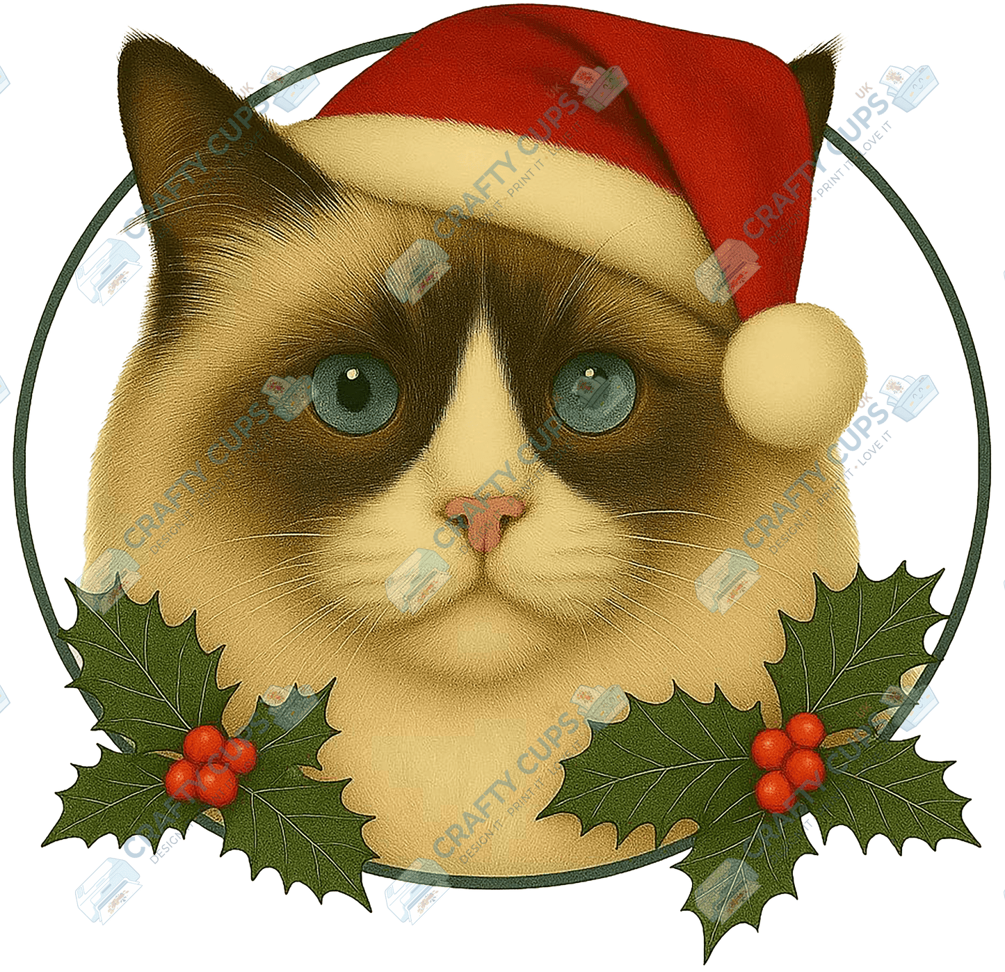Christmas Cat DTF Transfer – Festive Holiday Design (Part One of Two), Various Sizes