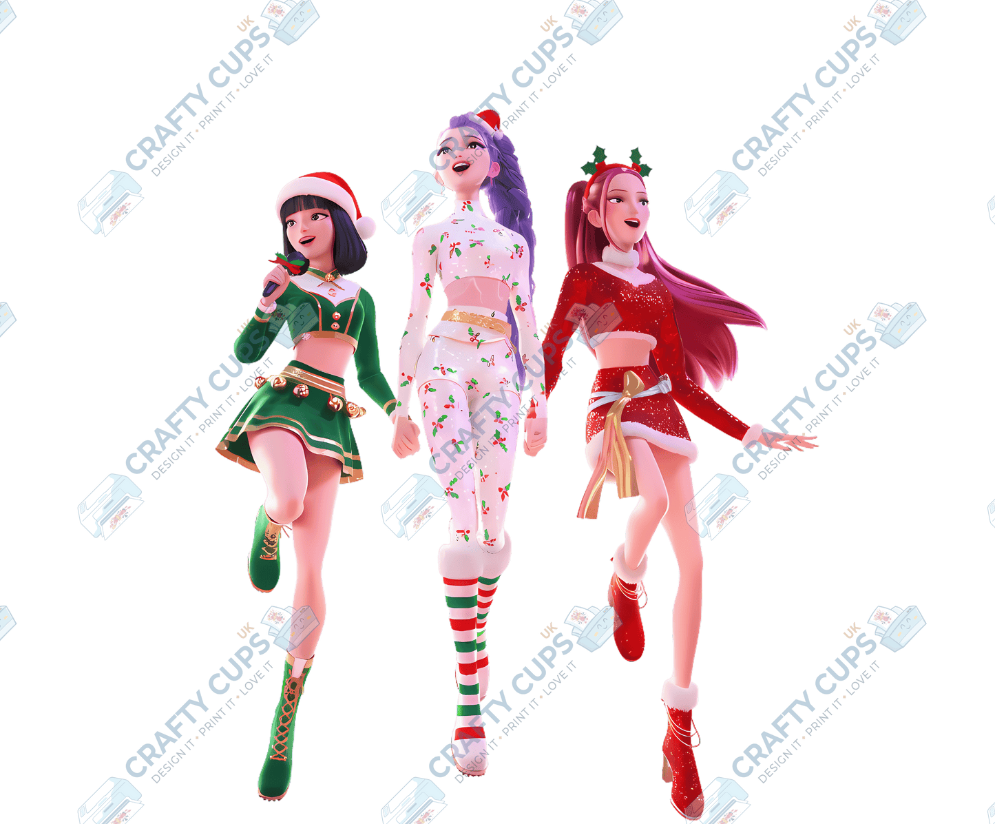 Christmas Demon Hunters DTF Transfer – Festive Anime Style (Part Four of Four), Various Sizes & Designs, Heat Press Ready