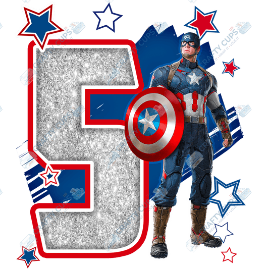 Superhero Birthday DTF Transfer – Ages 4 to 8 | Comic-Style Hero Print for Shirts, Pyjamas & Gifts