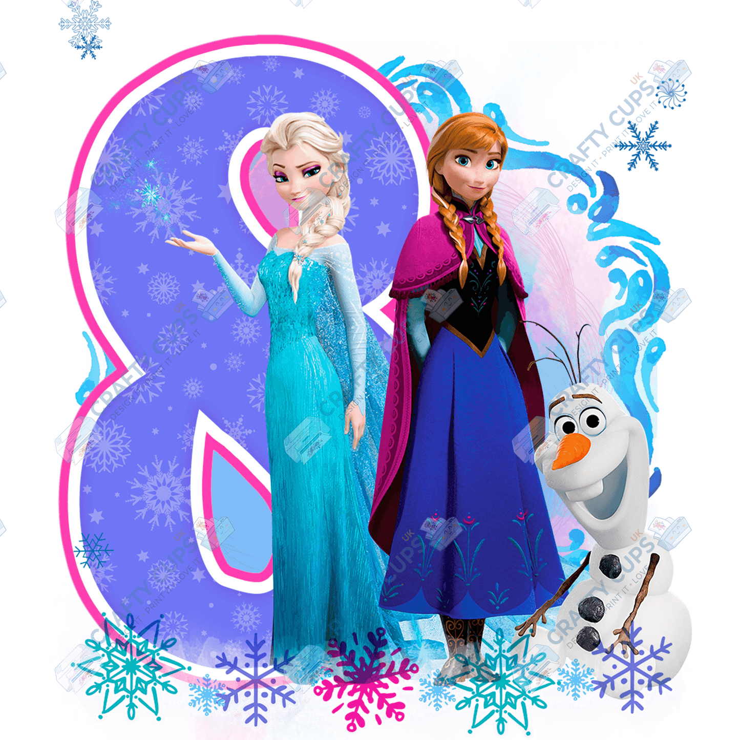 Ice Princess Birthday DTF Transfer – Ages 1 to 8 | Winter Princess Print for Shirts, Pyjamas & Gifts