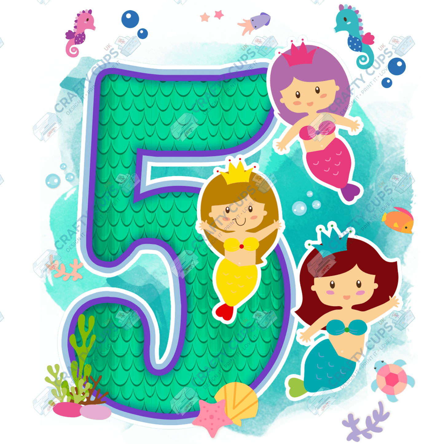 Mermaid DTF Transfer for Kids (Ages 1–5) – Magical Under the Sea Design for Shirts & Outfits