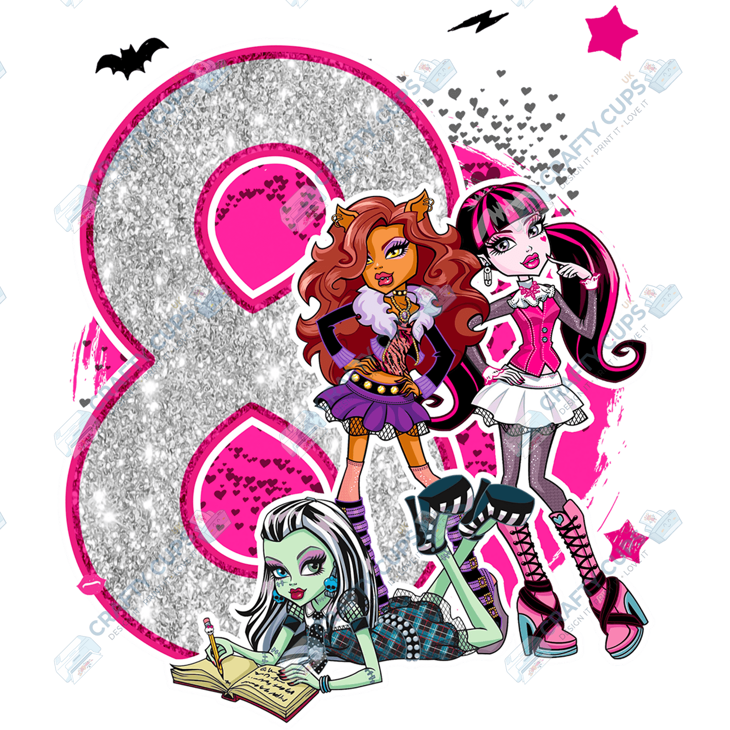 Spooky Glam Monster DTF Transfers – Cool Designs for Ages 4–8 (4"–10")