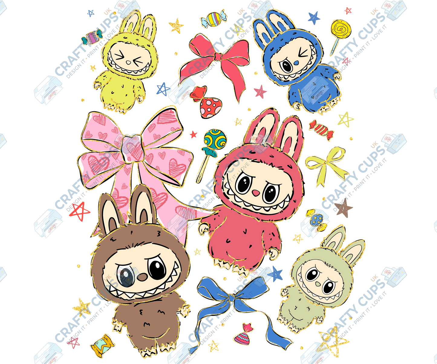 Chibi Monsters DTF Transfer – Cute Anime Style Various Sizes & Designs