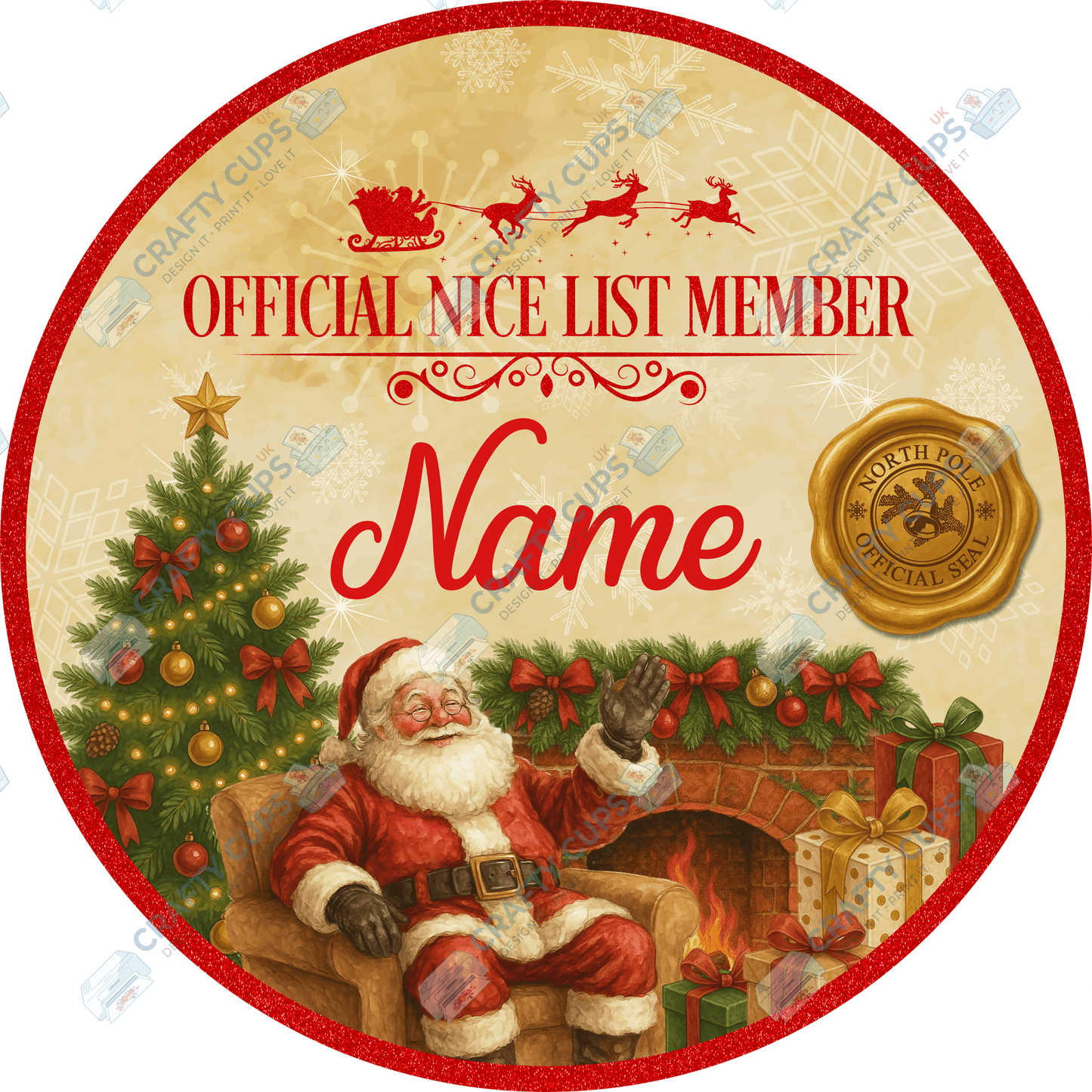 Custom Name Round Santa Naughty / Nice List DTF Print | Exclusive Secret Sub Design | Various Colours & Sizes – Crafty Cups UK