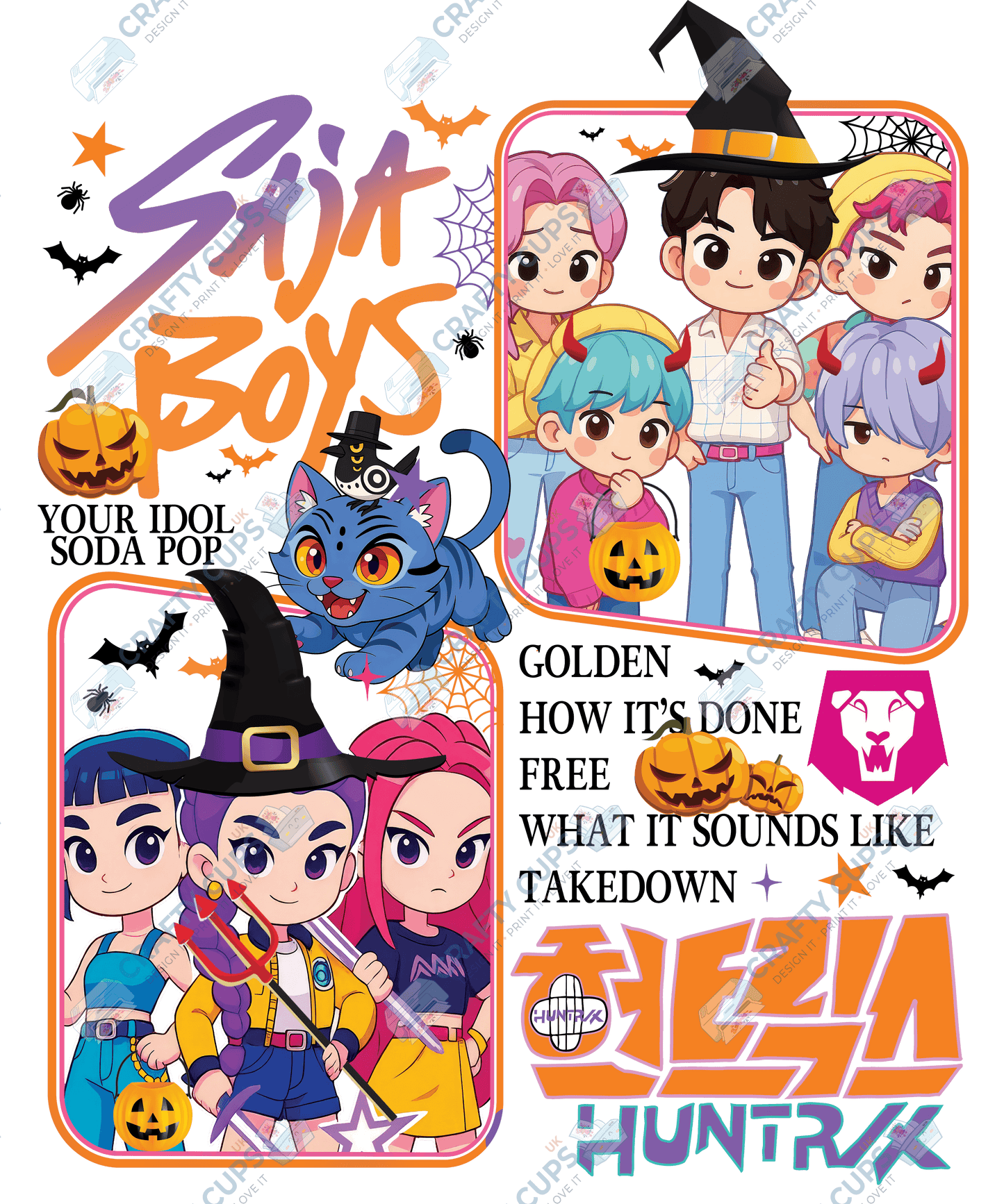 Halloween Demon Hunters DTF Transfer – Spooky Anime Style Design (Part One of Four), Various Sizes & Heat Press Ready