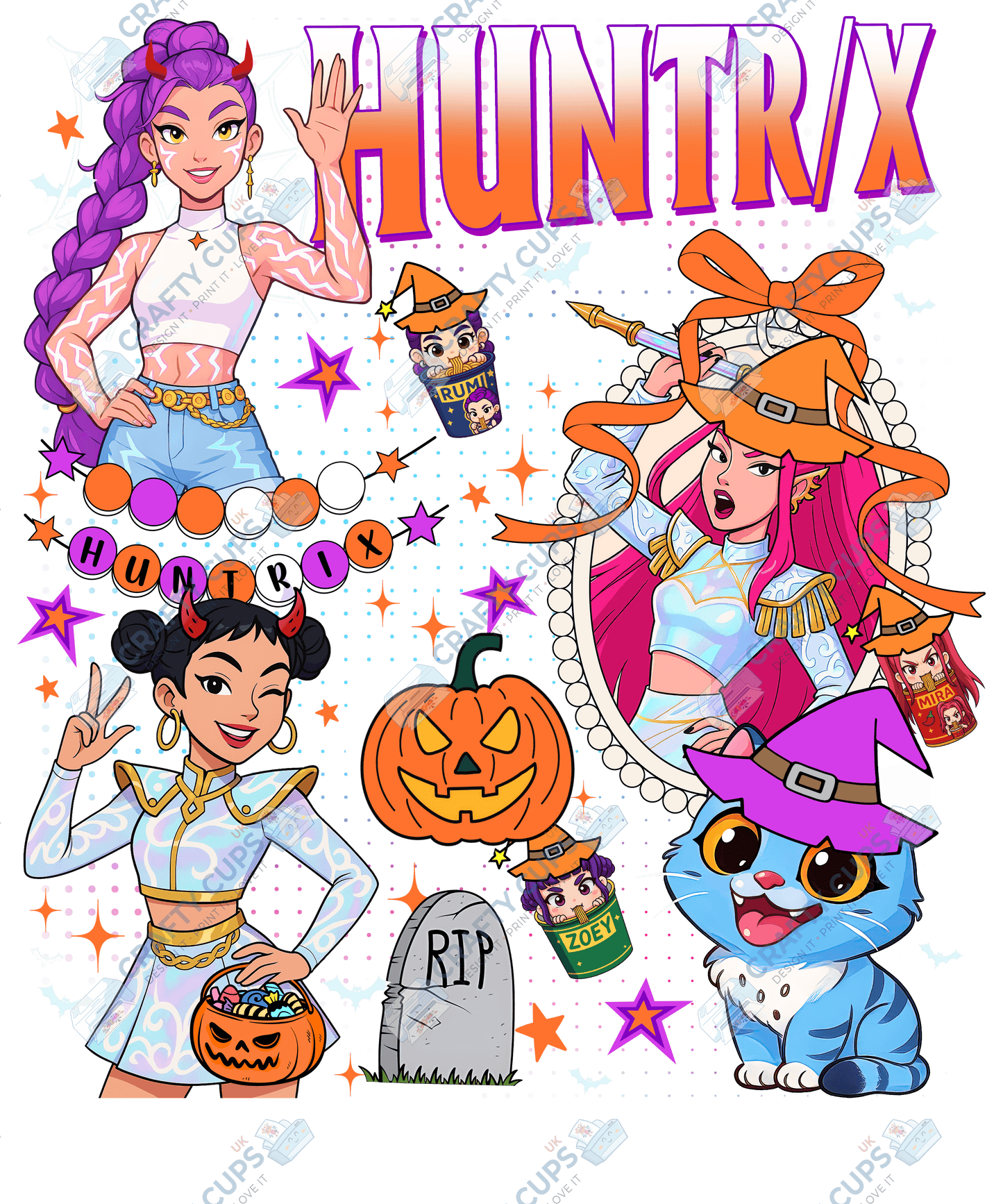 Halloween Demon Hunters DTF Transfer – Spooky Anime Style Design (Part One of Four), Various Sizes & Heat Press Ready