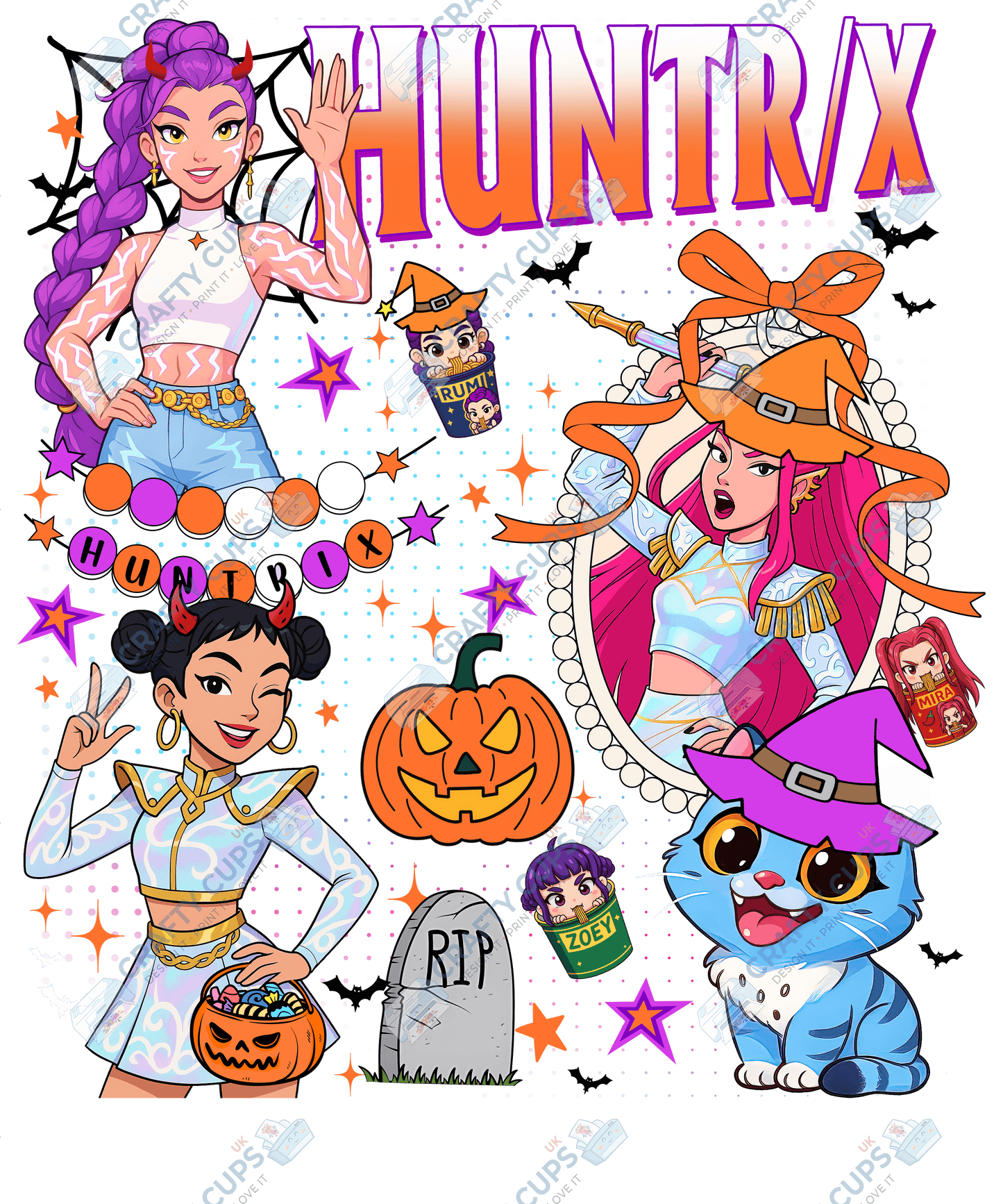 Halloween Demon Hunters DTF Transfer – Spooky Anime Style Design (Part One of Four), Various Sizes & Heat Press Ready