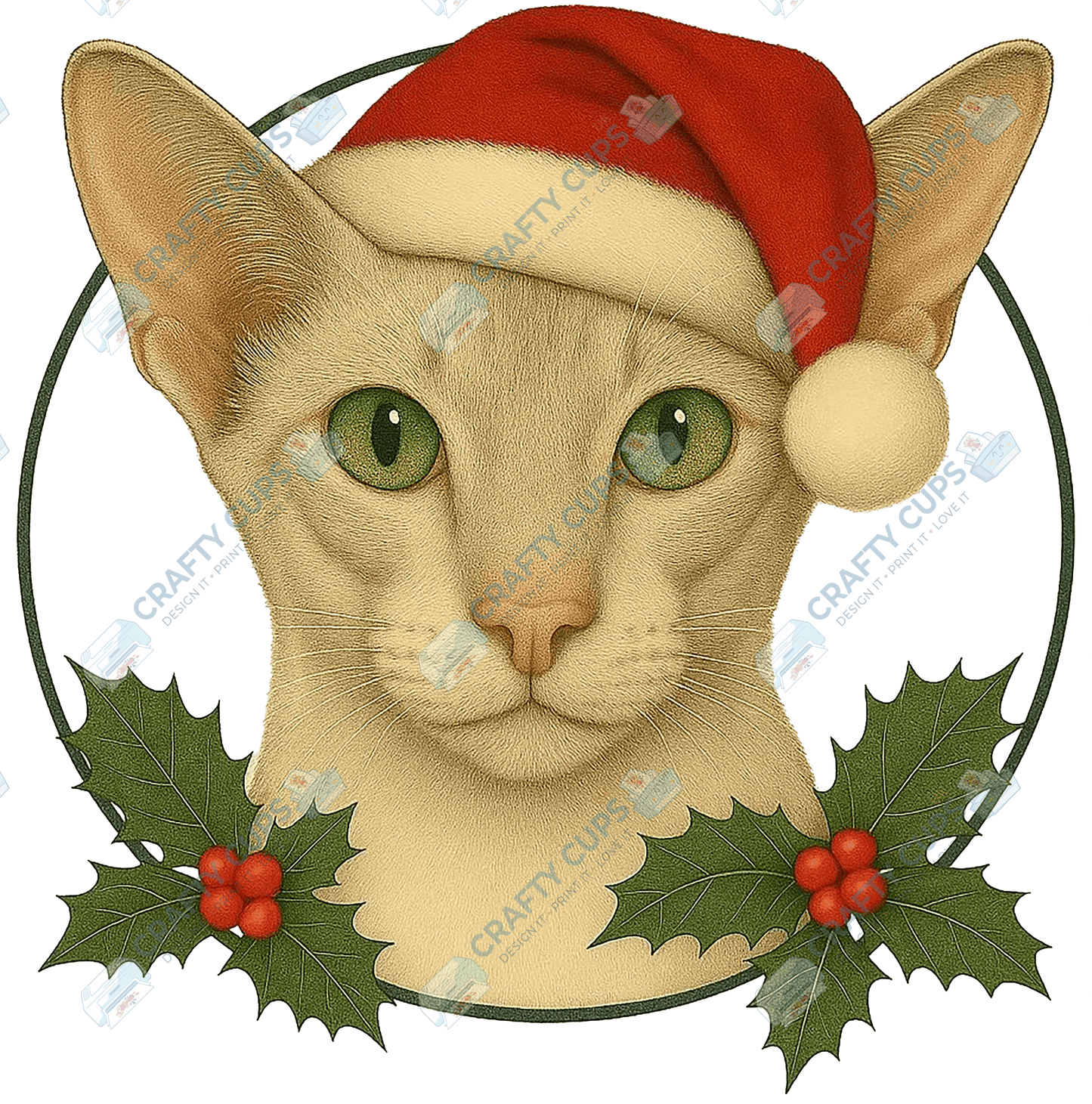 Christmas Cat DTF Transfer – Festive Holiday Design (Part One of Two), Various Sizes