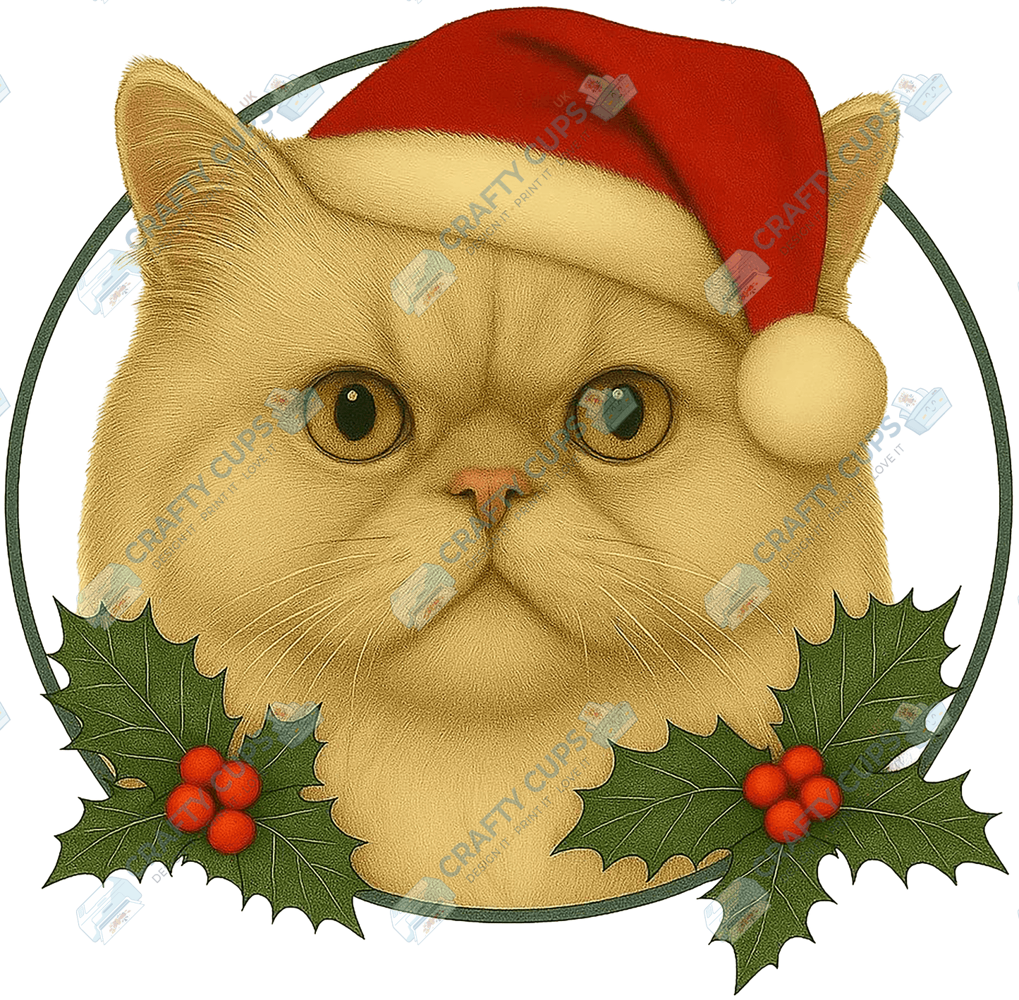 Christmas Cat DTF Transfer – Festive Holiday Design (Part One of Two), Various Sizes