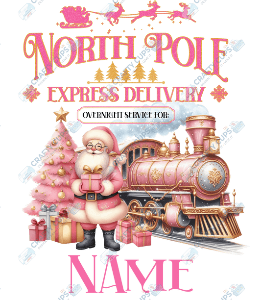 Custom Name Christmas Train DTF Transfer – Various Sizes | Exclusive Design by Secret Sub | Only at Crafty Cups UK