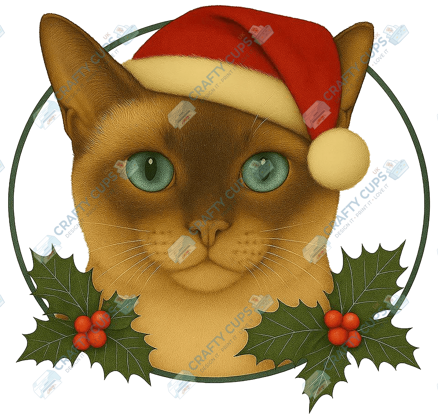 Christmas Cat DTF Transfer – Festive Holiday Design (Part Two of Two), Various Sizes