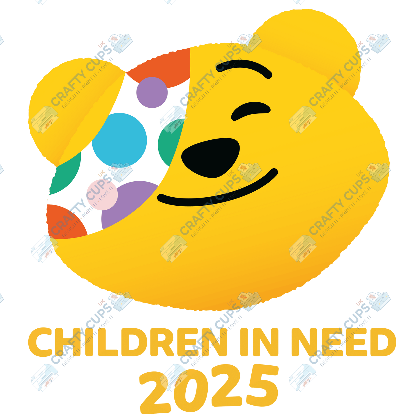 Children in Need DTF Transfer – Pudsey Bear Design (Series Two), Various Sizes & Designs