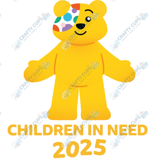 Children in Need DTF Transfer – Pudsey Bear Design (Series One), Various Sizes & Designs