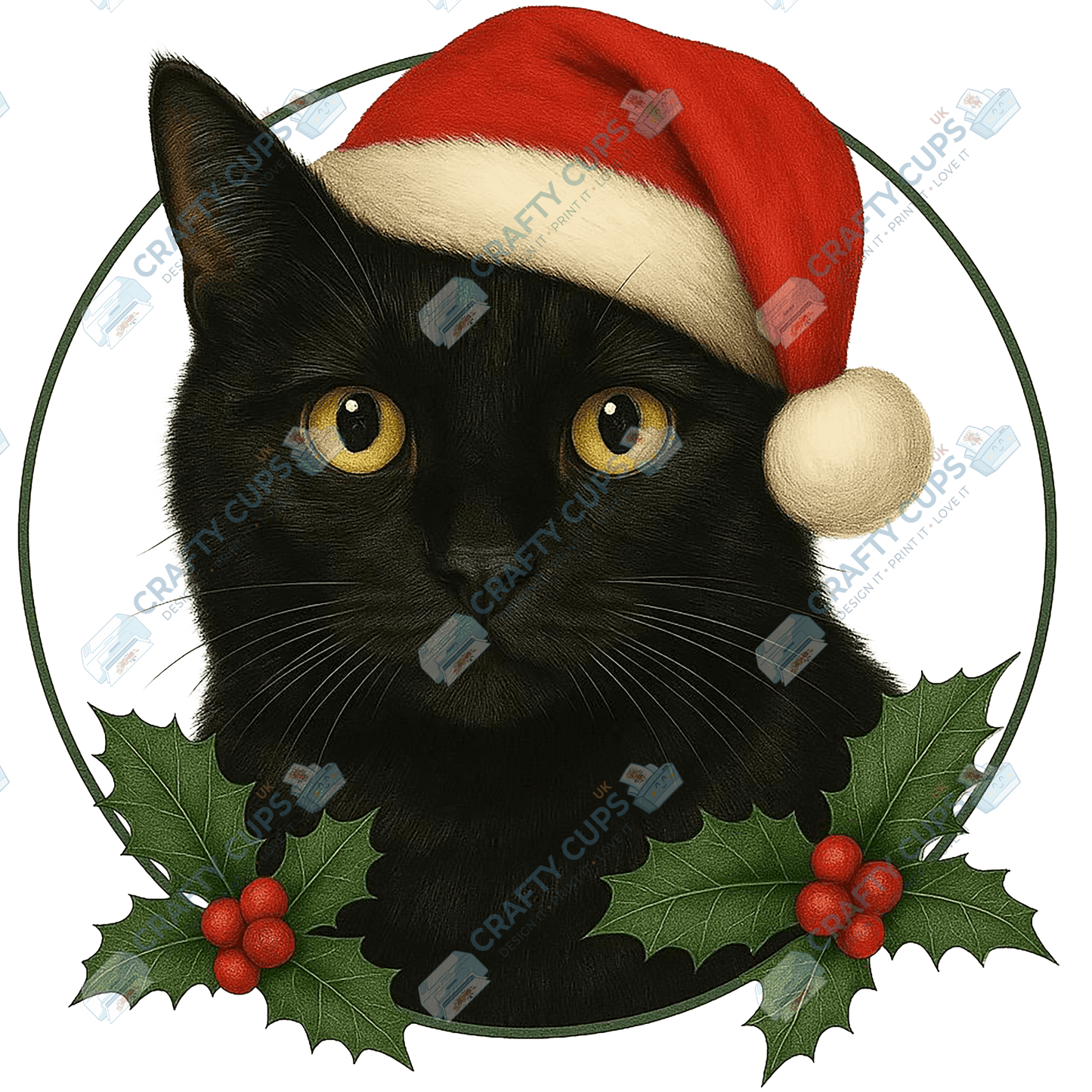 Christmas Cat DTF Transfer – Festive Holiday Design (Part One of Two), Various Sizes