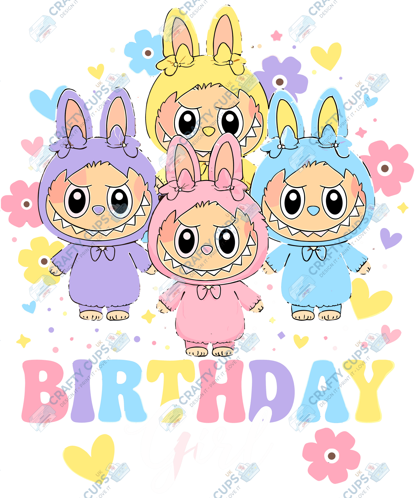 Chibi Monster Birthday DTF Transfer – Celebration Design, Various Sizes & Designs, Heat Press Ready
