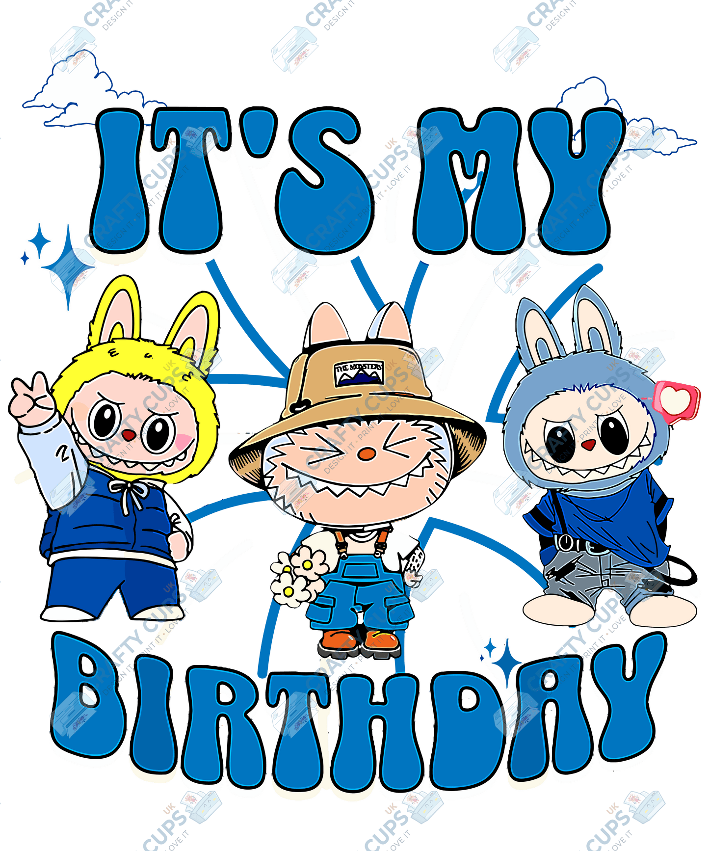 Chibi Monster Birthday DTF Transfer – Celebration Design, Various Sizes & Designs, Heat Press Ready