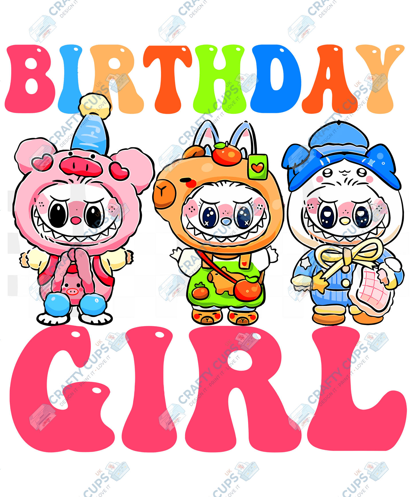 Chibi Monster Birthday DTF Transfer – Celebration Design, Various Sizes & Designs, Heat Press Ready