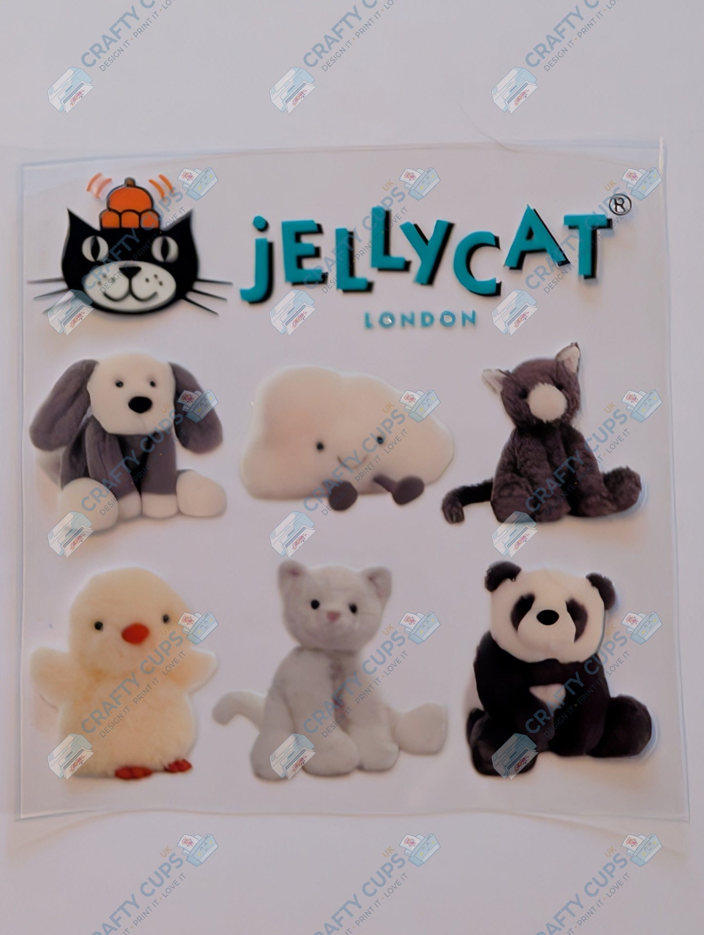 Jelly Cat UVDTF Decal – 4" Peel and Stick Sticker for Tumblers, Glass Cans, Laptops & More