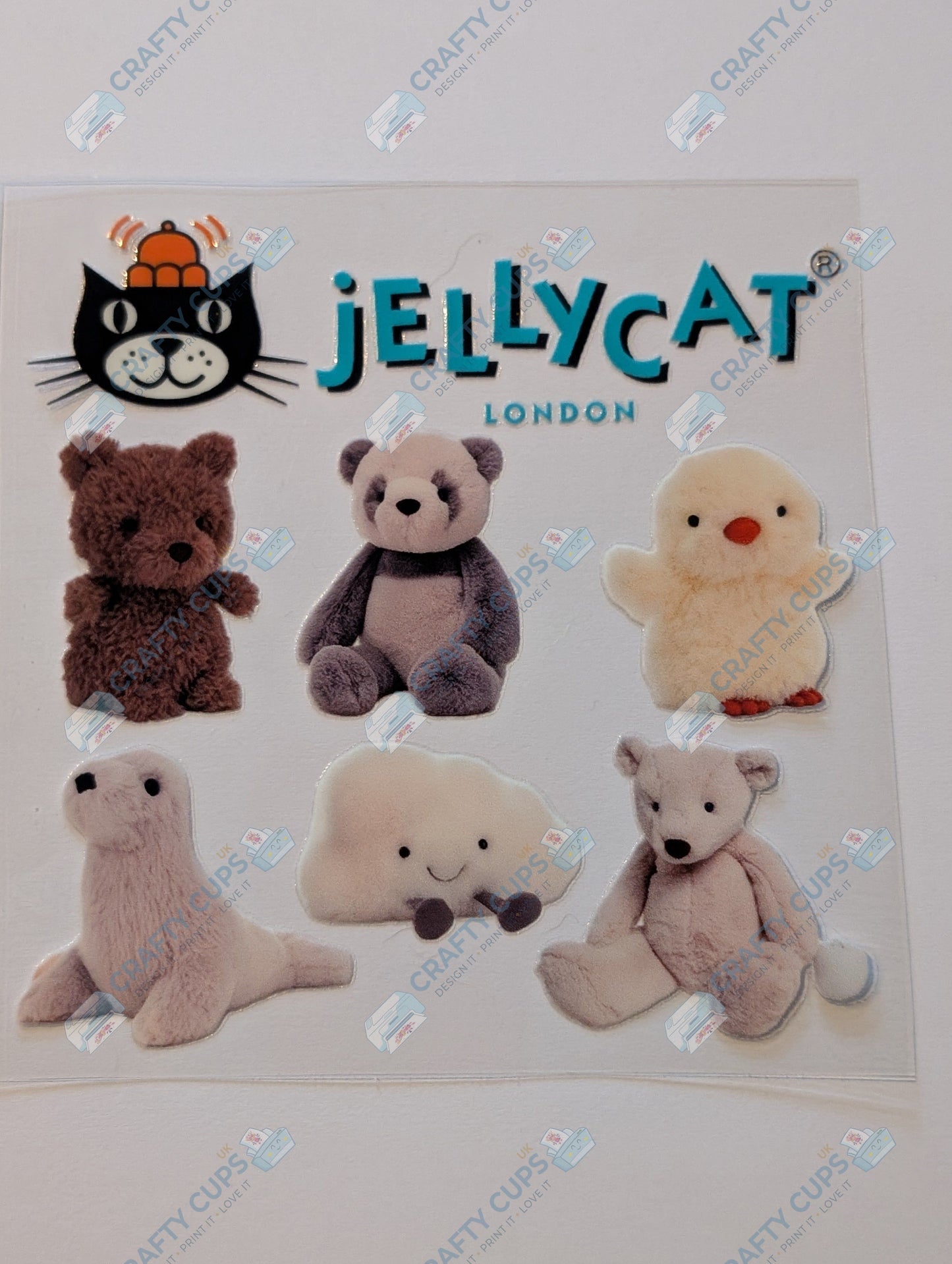 Jelly Cat UVDTF Decal – 4" Peel and Stick Sticker for Tumblers, Glass Cans, Laptops & More