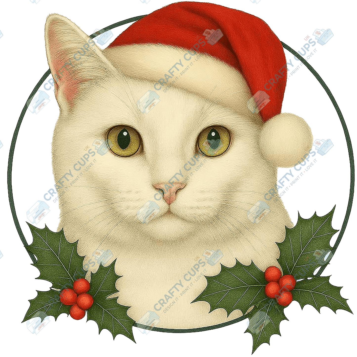 Christmas Cat DTF Transfer – Festive Holiday Design (Part Two of Two), Various Sizes