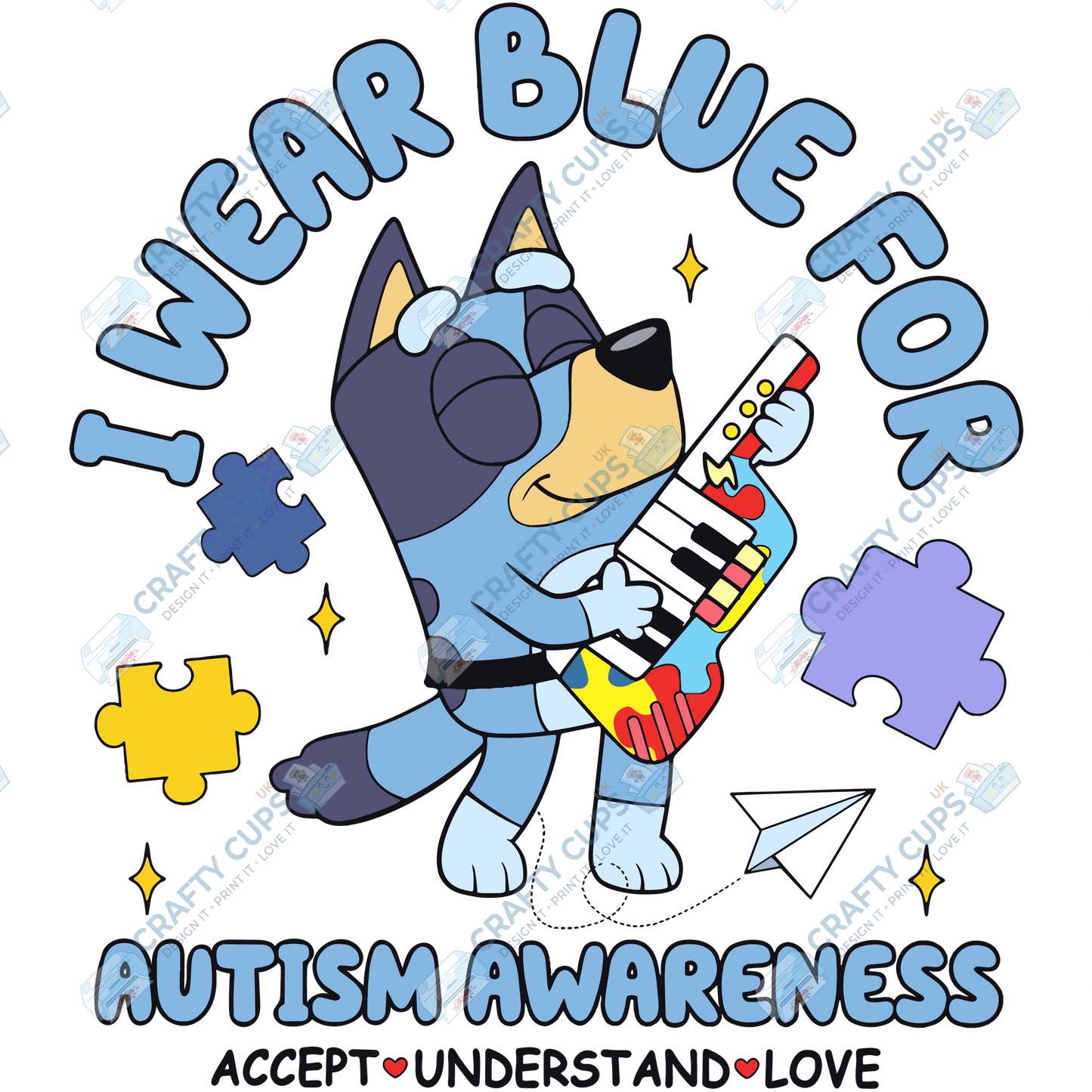 Cartoon Autism Awareness DTF Transfers – Colorful Puzzle Piece Prints for Shirts, Hoodies & Gifts