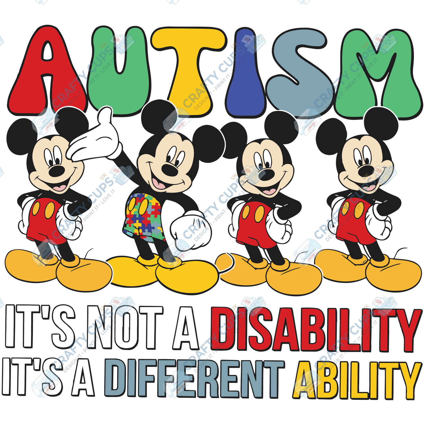 Cartoon Autism Awareness DTF Transfers – Colorful Puzzle Piece Prints for Shirts, Hoodies & Gifts