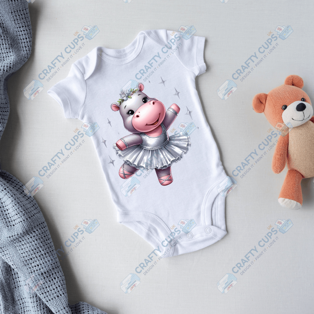 Ballerina Hippos DTF Transfers – Cute Dance Designs for Kids (4"–10")