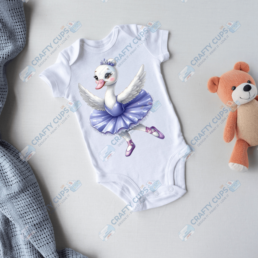 Ballerina Swan DTF Transfers – Elegant Dance Designs for Kids (4"–10")