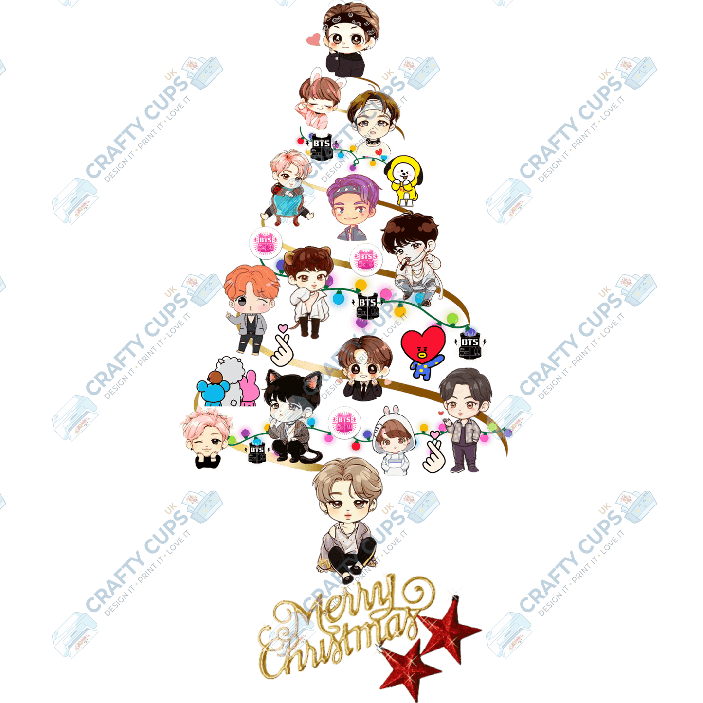 Christmas Tree DTF Transfers – Festive Character Designs (4"–10")