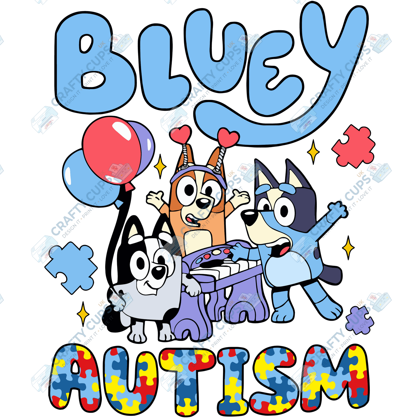 Cartoon Autism Awareness DTF Transfers – Colorful Puzzle Piece Prints for Shirts, Hoodies & Gifts