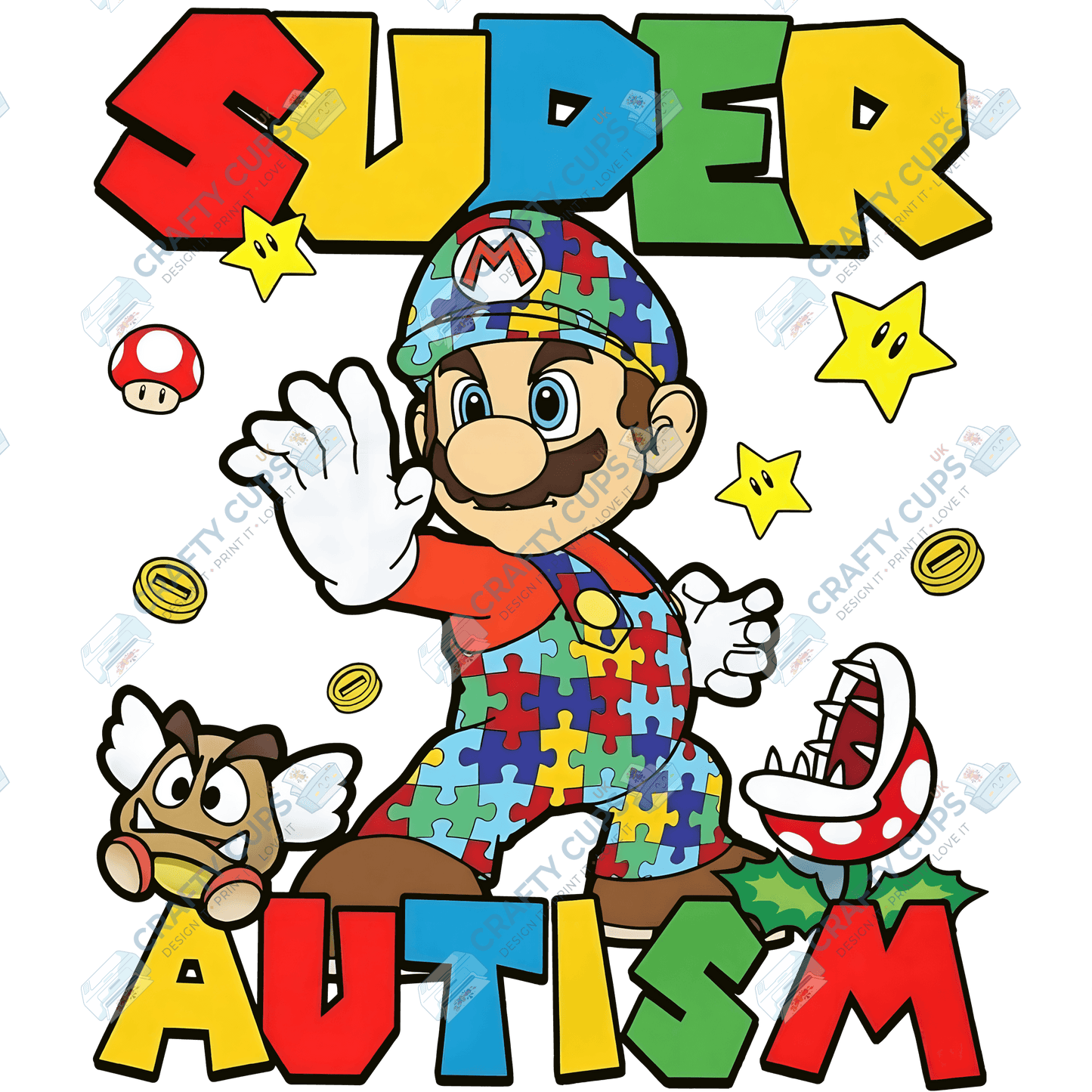 Cartoon Autism Awareness DTF Transfers – Colorful Puzzle Piece Prints for Shirts, Hoodies & Gifts
