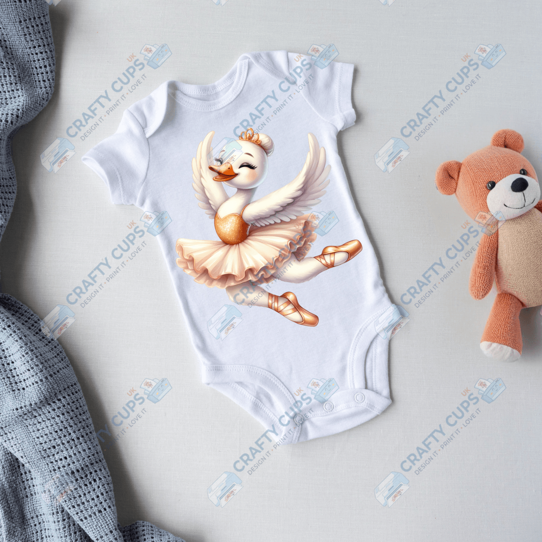 Ballerina Swan DTF Transfers – Elegant Dance Designs for Kids (4"–10")