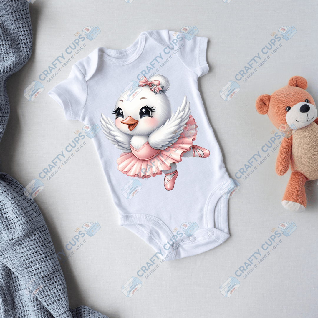 Ballerina Swan DTF Transfers – Elegant Dance Designs for Kids (4"–10")