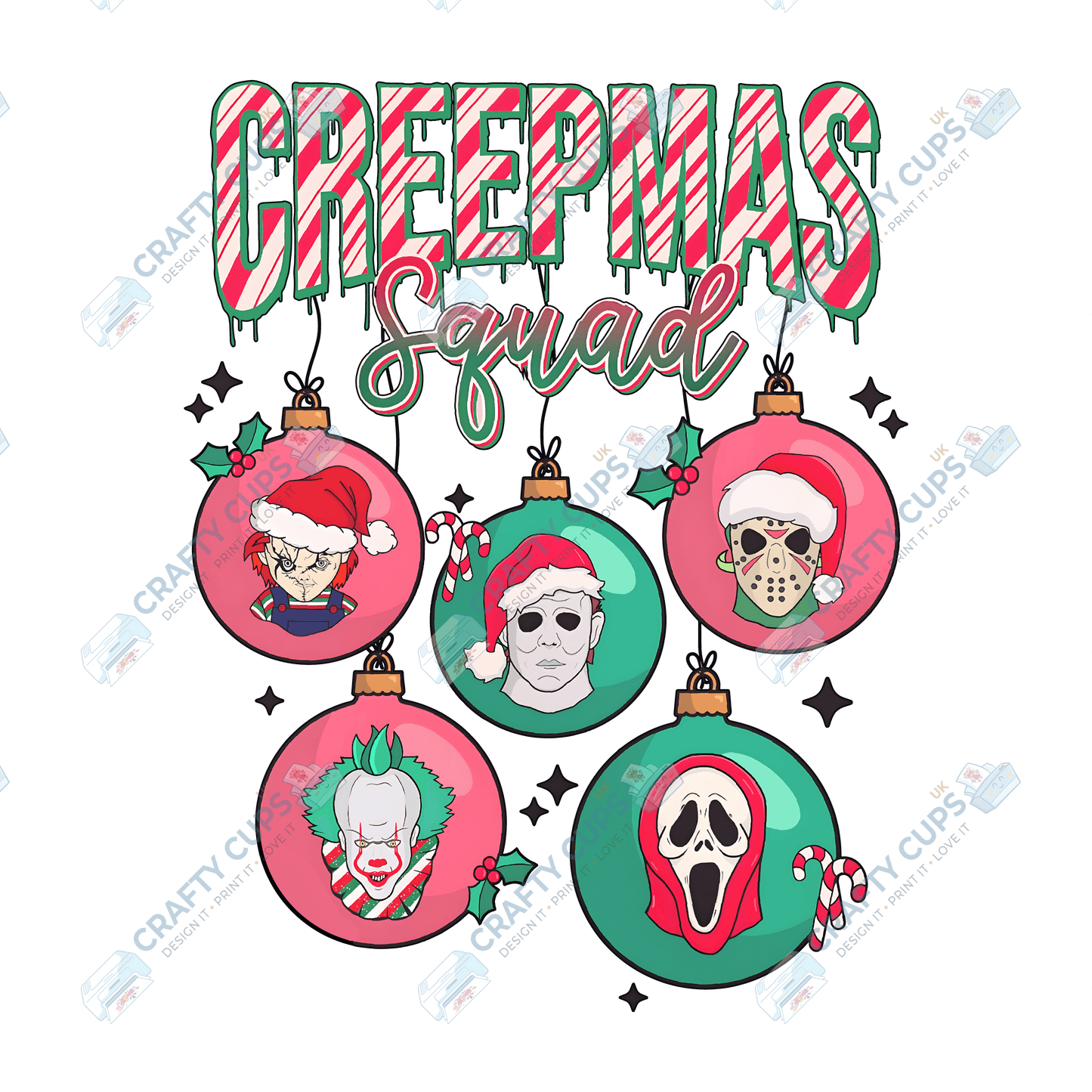 Creepy Christmas DTF Prints – Dark Festive Transfers, Ready to Press