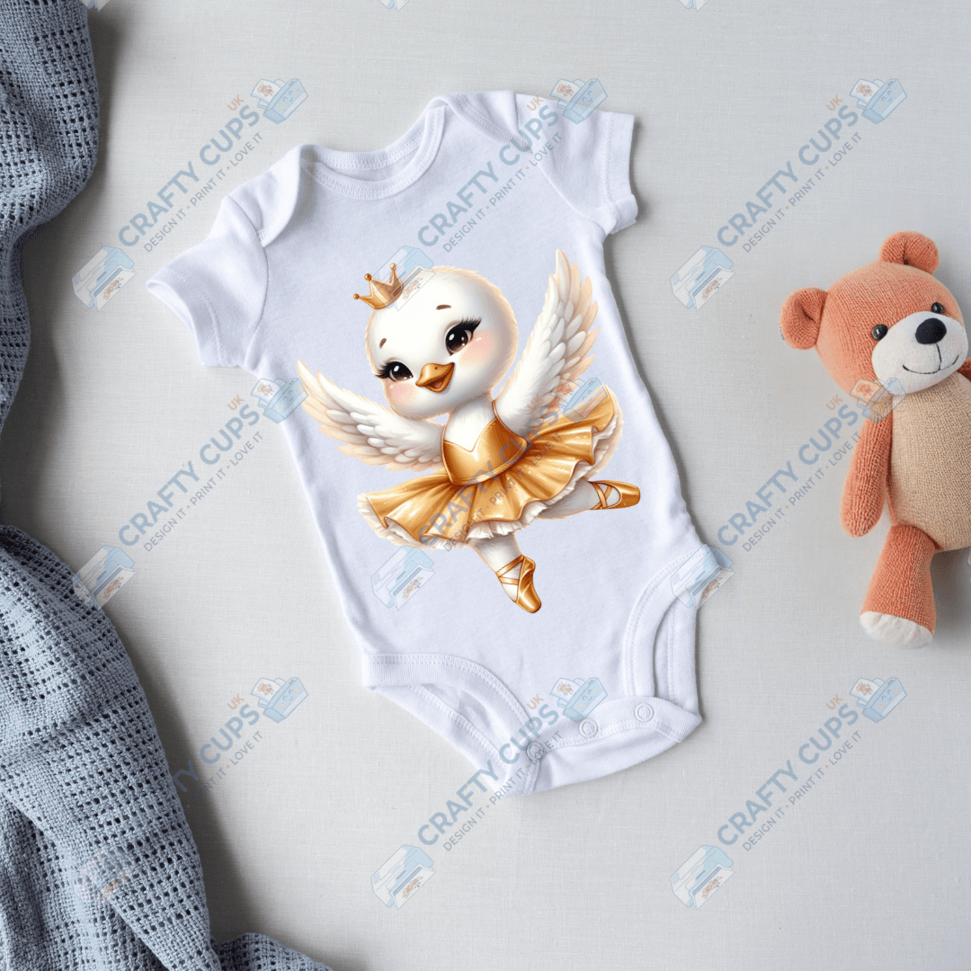 Ballerina Swan DTF Transfers – Elegant Dance Designs for Kids (4"–10")