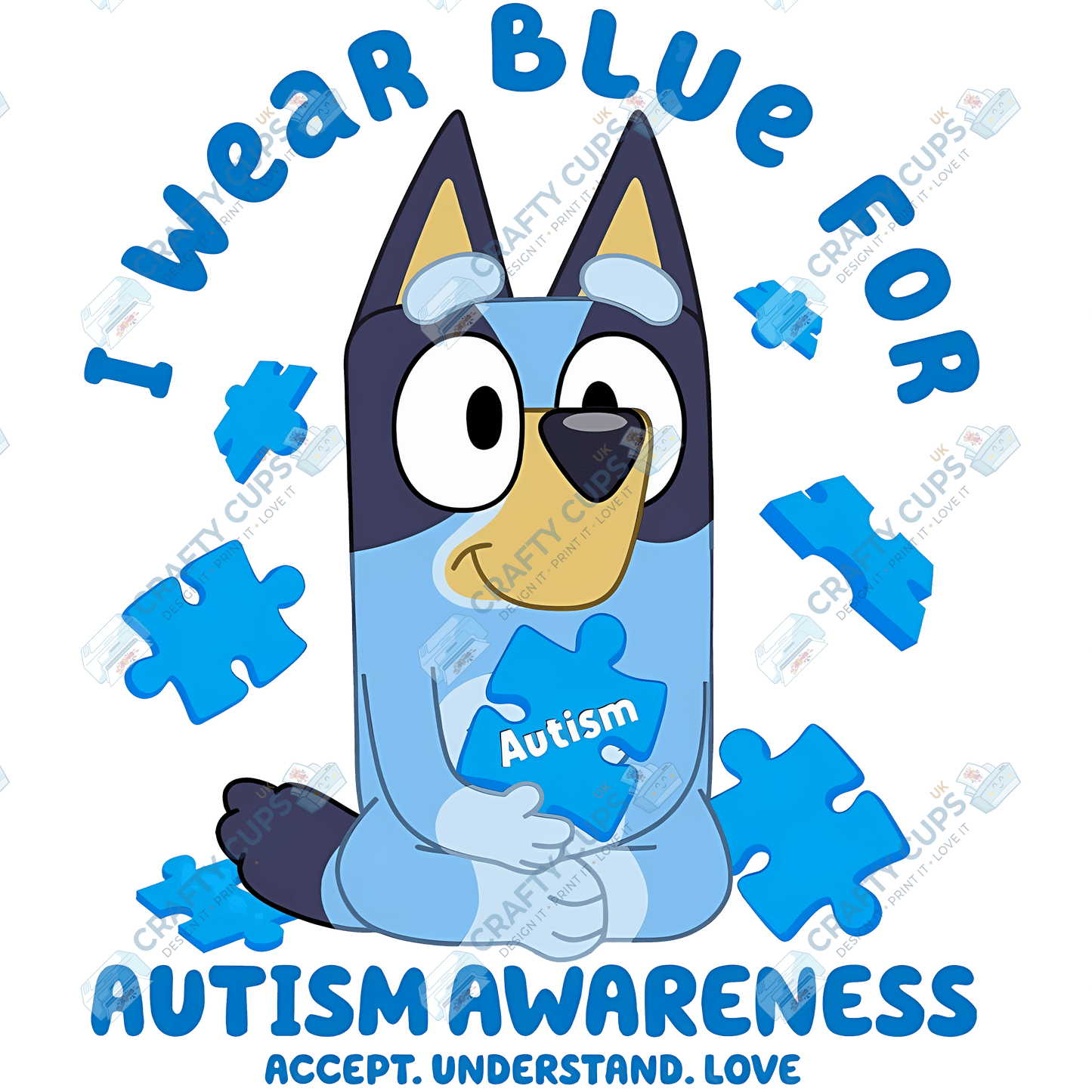 Cartoon Autism Awareness DTF Transfers – Colorful Puzzle Piece Prints for Shirts, Hoodies & Gifts