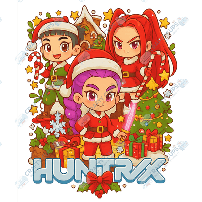 Christmas Demon Hunters DTF Transfer – Festive Anime Style, Various Sizes & Designs, Heat Press Ready